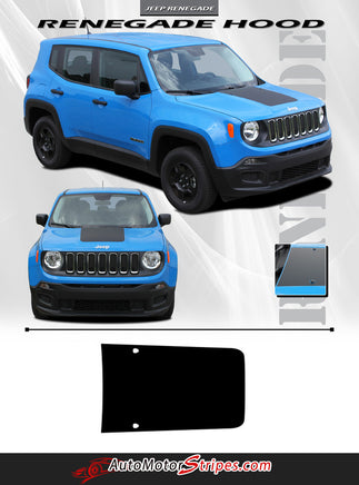 2014 Detailed view of 2015-2023 Jeep Renegade Factory OEM Style Hood Center Blackout Vinyl Decal Graphic 3M Striping