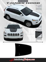 2014 Detailed view of 2015-2025  Jeep Cherokee T-Hawk Factory OEM Trailhawk Style Center Hood Blackout Vinyl Decal Graphic Stripes