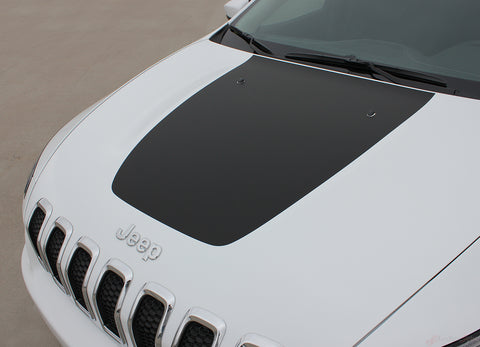2014-2023 Jeep Cherokee T-Hawk Factory OEM Trailhawk Style Center Hood Blackout Vinyl Decal Graphic Stripes