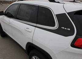 View of 2014-2024 Jeep Cherokee Warrior Upper Body Accent Door Vinyl Graphic 3M Striping Decals