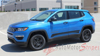 Detailed view of 2017-2025 Jeep Compass Stripes Vinyl Graphics Decals Lower Door Rocker Line Accent 3M Course