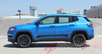 Detailed view of 2017-2025 Jeep Compass Stripes Vinyl Graphics Decals Lower Door Rocker Line Accent 3M Course