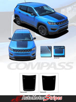 Detailed view of 2017-2025 Jeep Compass Hood Stripes Vinyl Graphics Decals Accent 3M Bearing
