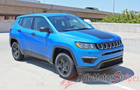 Detailed view of 2017-2025 Jeep Compass Hood Stripes Vinyl Graphics Decals Accent 3M Bearing