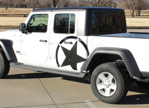Detailed view of 2021-2025 Jeep Gladiator Alpha Side Star Decal OEM Factory Style Body Vinyl Graphic Stripes Kit