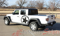 Detailed view of 2021-2026 Jeep Gladiator Alpha Side Star Decal OEM Factory Style Body Vinyl Graphic Stripes Kit