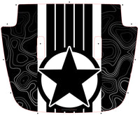 Detailed view of 2021-2026 Jeep Gladiator Star Hood Decal JOURNEY DIGITAL Hood Vinyl Graphic Stripes Kit