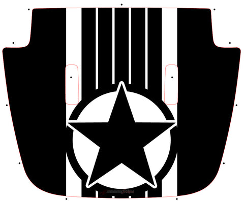 Detailed view of 2021-2026 Jeep Gladiator Star Hood Decal JOURNEY SOLID COLOR Hood Vinyl Graphic Stripes Kit