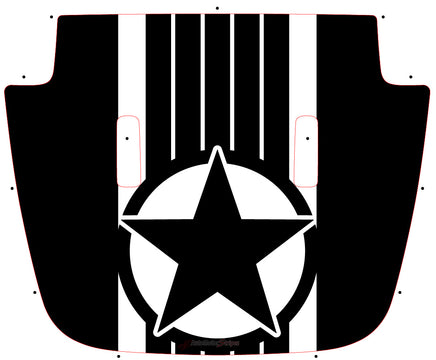 Detailed view of 2021-2026 Jeep Gladiator Star Hood Decal JOURNEY SOLID COLOR Hood Vinyl Graphic Stripes Kit