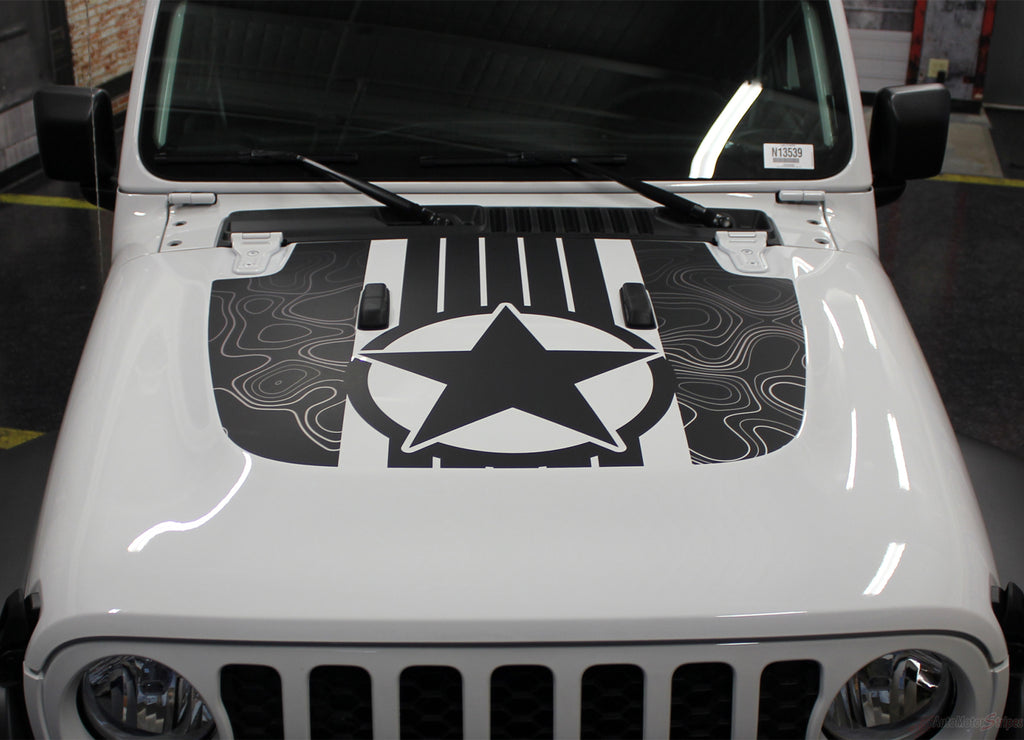 2020-2023 Jeep Gladiator Star Hood Decal JOURNEY DIGITAL Hood Vinyl Graphic Stripes Kit