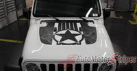 Detailed view of 2021-2026 Jeep Gladiator Star Hood Decal JOURNEY DIGITAL Hood Vinyl Graphic Stripes Kit