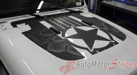 Detailed view of 2021-2026 Jeep Gladiator Star Hood Decal JOURNEY DIGITAL Hood Vinyl Graphic Stripes Kit