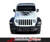 Detailed view of 2021-2025 Jeep Gladiator Alpha Hood Star Decal OEM Factory Style Hood Blackout Vinyl Graphic Stripes