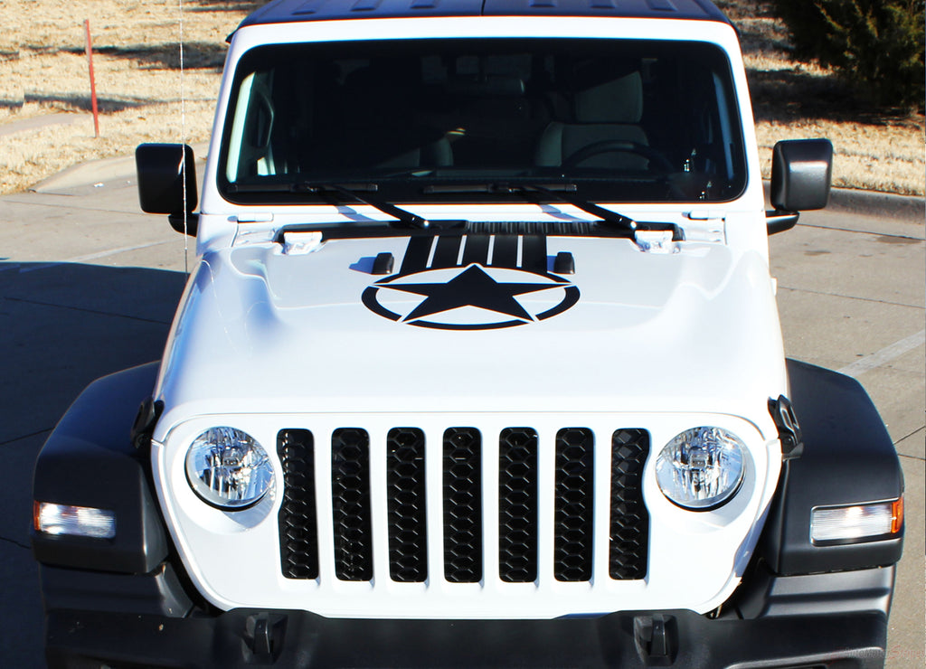 2020-2024 Jeep Gladiator Alpha Hood Star Decal OEM Factory Style Hood Blackout Vinyl Graphic Stripes