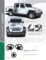 Detailed view of 2021-2026 Jeep Gladiator Legend Hood Star Decal OEM Factory Style Hood Blackout Vinyl Graphic Stripes