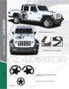 Detailed view of 2021-2025 Jeep Gladiator Legend Hood Star Decal OEM Factory Style Hood Blackout Vinyl Graphic Stripes