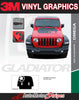 Detailed view of 2021-2025 Jeep Gladiator Omega Hood Star Decal OEM Factory Style Hood Blackout Vinyl Graphic Stripes