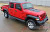 Detailed view of 2021-2025 Jeep Gladiator Omega Hood Star Decal OEM Factory Style Hood Blackout Vinyl Graphic Stripes
