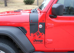 Detailed view of 2021-2025 Jeep Gladiator Side Mountain Decals Cascade Body Vinyl Graphic Stripes Kit