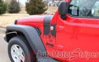 Detailed view of 2021-2026 Jeep Gladiator Side Mountain Decals Cascade Body Vinyl Graphic Stripes Kit