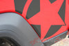 Detailed view of 2021-2025 Jeep Gladiator Side Star Decals Boot Strap Body Vinyl Graphic Stripes Kit