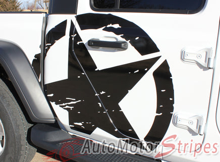Detailed view of 2021-2026 Jeep Gladiator Legend Side Star Decal OEM Factory Style Body Vinyl Graphic Stripes Kit