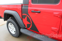 Detailed view of 2021-2026 Jeep Gladiator Omega Side Star Decal OEM Factory Style Body Vinyl Graphic Stripes Kit