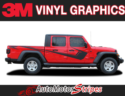 Detailed view of 2021-2026 Jeep Gladiator Side Vinyl Graphics PARAMOUNT SOLID Side Decal OEM Factory Style Body Stripes Kit