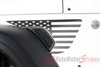 Detailed view of 2021-2026 Jeep Gladiator Side Star Decals Patriot Body Vinyl Graphic Stripes Kit