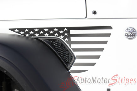 Detailed view of 2021-2026 Jeep Gladiator Side Star Decals Patriot Body Vinyl Graphic Stripes Kit