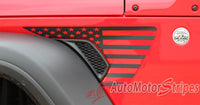 Detailed view of 2021-2026 Jeep Gladiator Side Star Decals Patriot Body Vinyl Graphic Stripes Kit