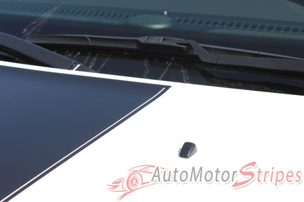 Detailed view of 2011-2021 Jeep Grand Cherokee Hood Decal Pathway Center Blackout Vinyl Graphic Stripes