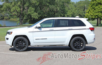 Detailed view of 2011-2021 Jeep Grand Cherokee Side Door Decal Pathway Pin Stripe Vinyl Graphic Stripes