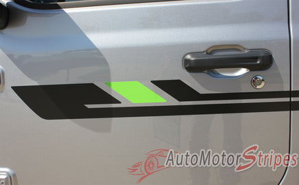 Detailed view of 2018-2026 Jeep Wrangler JL Bypass Side Door Decals Vinyl Graphic Body Stripes Kit