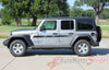 Detailed view of 2018-2025  Jeep Wrangler JL Mojave Side Door Decals and Hood Vinyl Graphic Body Stripes Kit