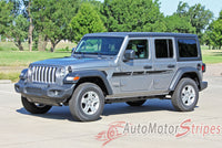 Detailed view of 2018-2026 Jeep Wrangler JL Mojave Side Door Decals and Hood Vinyl Graphic Body Stripes Kit