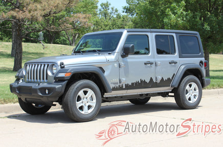 Detailed view of 2018-2026 Jeep Wrangler JL Scape Side Door Decals Vinyl Graphic Stripes Kit