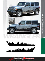 Detailed view of 2018-2026 Jeep Wrangler JL Scape Side Door Decals Vinyl Graphic Stripes Kit