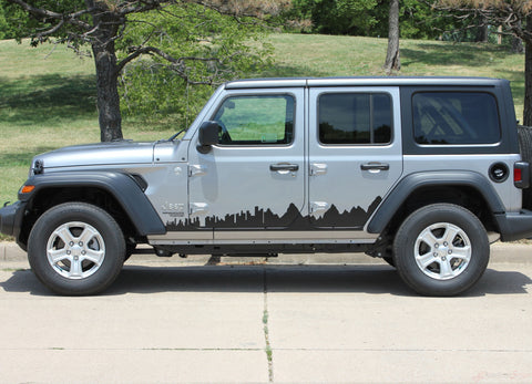 Detailed view of 2018-2025  Jeep Wrangler JL Scape Side Door Decals Vinyl Graphic Stripes Kit