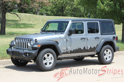 Detailed view of 2018-2026 Jeep Wrangler JL Scape Side Door Decals Vinyl Graphic Stripes Kit