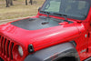 Detailed view of 2018-2025  Jeep Wrangler Sport Hood OEM Factory Style Hood Blackout Vinyl Decal Graphic Stripes