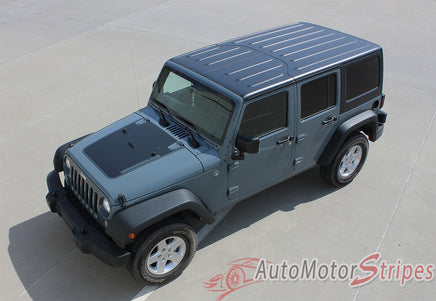 2007-2017 Jeep Wrangler Outfitter OEM Factory Style Hood Blackout Vinyl Decal Graphic Stripes