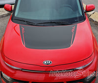 Detailed view of 2020-2025 Kia Soul Hood Decals Souled Hood Vinyl Graphic Stripes Kit