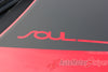 Detailed view of 2020-2025 Kia Soul Hood Decals Souled Hood Vinyl Graphic Stripes Kit