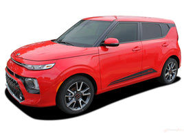 Detailed view of 2020-2025 Kia Soul Door Decals Souled Rockers Lower Body Stripes Panel Vinyl Graphic Kit