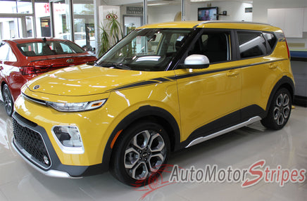 Detailed view of 2020-2025 Kia Soul Door Decals Oversoul Side Body Vinyl Graphics Accent Stripes Kit