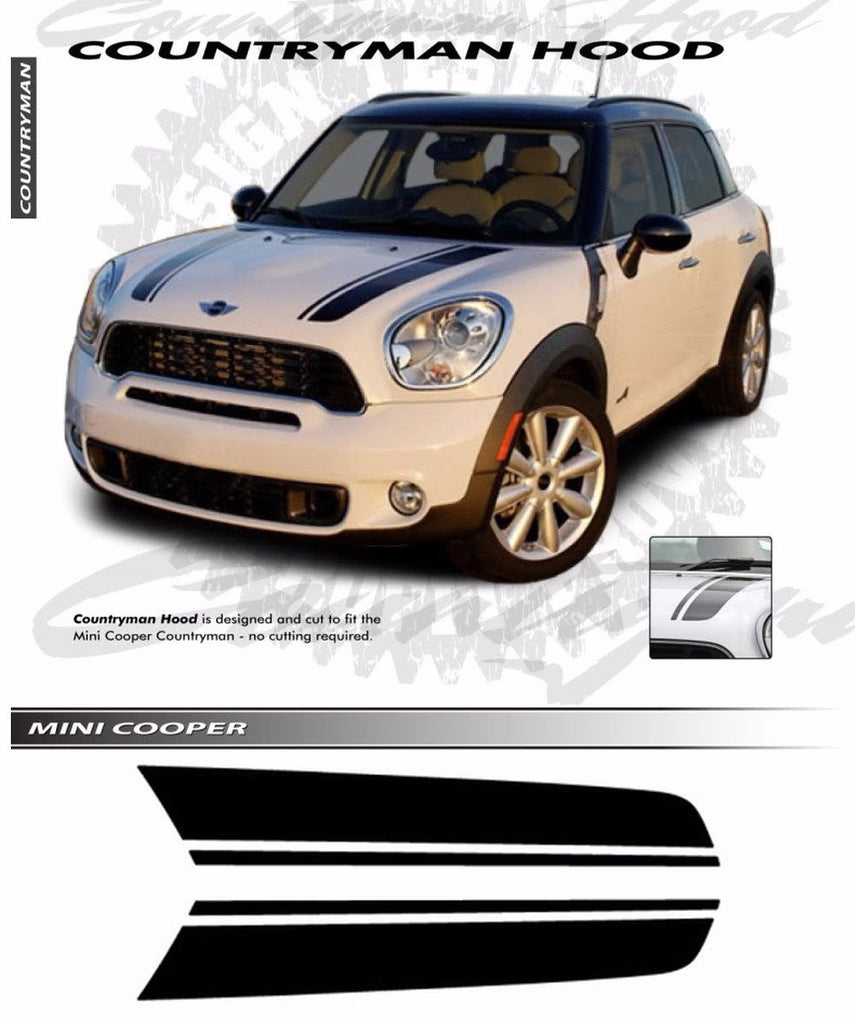 2010-2016 Mini Cooper COUNTRYMAN Hood Racing Stripes Vinyl Graphics 3M Decal Striping