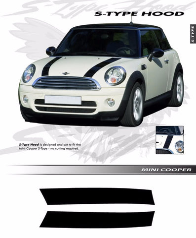 2009-2017 Mini Cooper S-Type Hood Racing Stripes Vinyl Graphics 3M Decal Striping