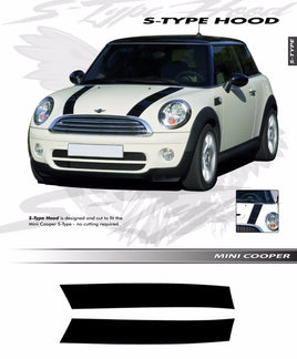 2009-2017 Mini Cooper S-Type Hood Racing Stripes Vinyl Graphics 3M Decal Striping
