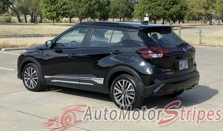 Products View of 2018-2024 Nissan Kicks BLISS Hood Graphic and Rocker Panel Accent Vinyl Graphics Stripes Decals Kit